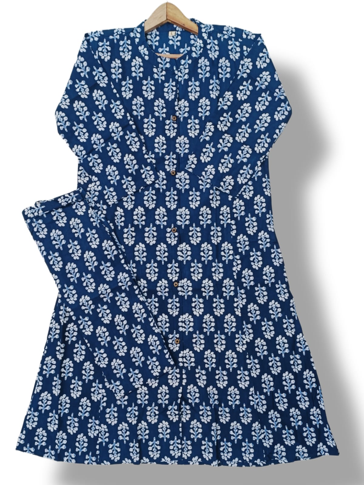 PRINTED COTTON A-LINE KURTI PANT SET